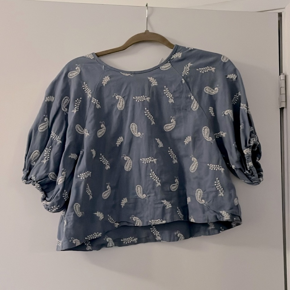 House of Harlow 1960 Paisley Embroidered Cropped Blouse